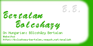 bertalan bolcshazy business card